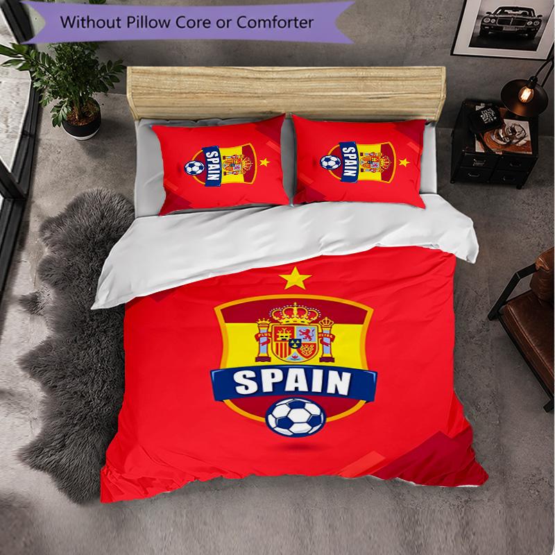 Spain national football team 3 Piece Bedding Set Soft Duvet Cover Set with Pillowcases Printed Bedroom Decor Set for Home