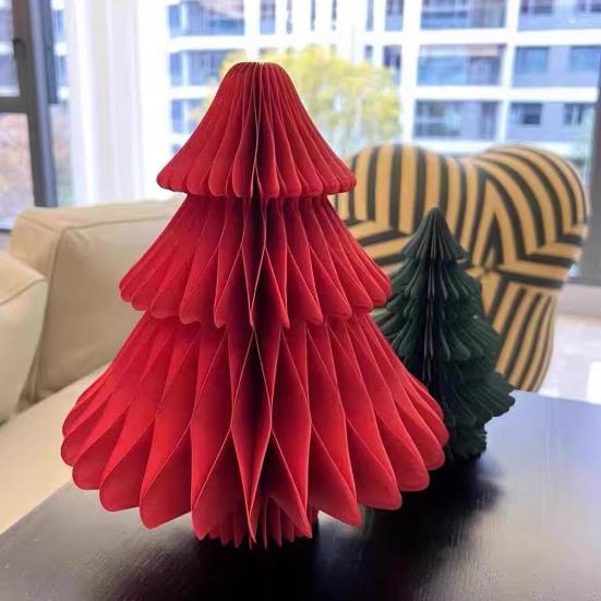 3 Pcs Paper Christmas Tree 3D Honeycomb Tree Tabletop Centerpiece for Holiday Fireplace Mantel Table Decor