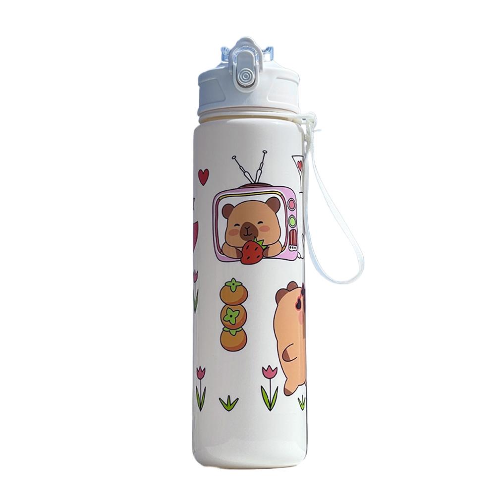 800/700ml Capybara Sport Water Bottle with Straw & Handle Travel Water Cup Large Capacity Kawaii Water Bottle for Fitness Sports