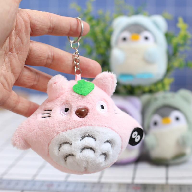 Mini Totoro Plush Toy Soft And Cute Cat Stuffed Animal Keychain Bag Charm**