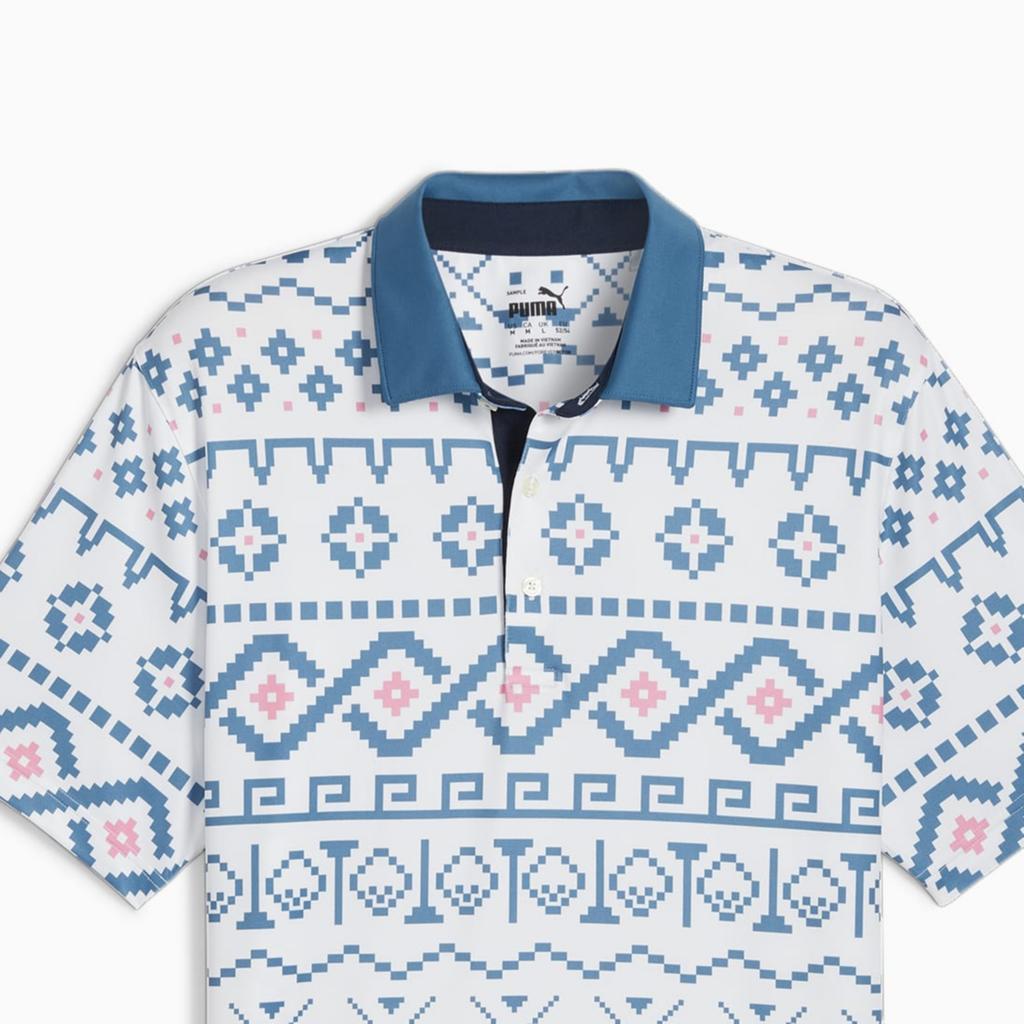 Puma Мужская рубашка-поло для гольфа с принтом Fair Isle, белая, 626836-01