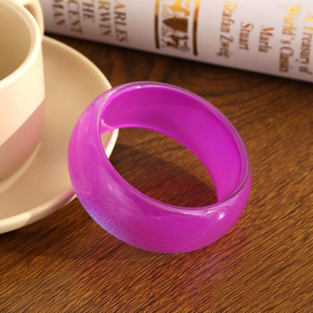 Geometric Design Irregular Wide Bracelet Glitter Big Round Transparent Hand Ring Gift