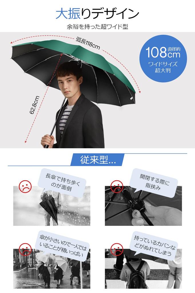 12 больших складных автоматических супер-водоотводных чехлов для хранения в сезон сильных дождей, складных УФ-защитных чехлов для защиты от солнца и дождя [прочные ребра,