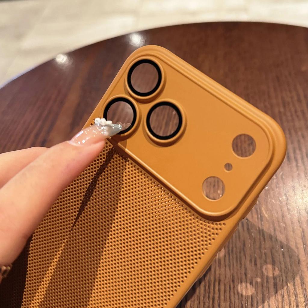 Матовый охлаждающий корпус-сетка с защитой от перегрева для iPhone 17 Air 16 16E 15 14 13 12 11 Pro Max Plus, Жесткий чехол с защитой стеклянной линзы