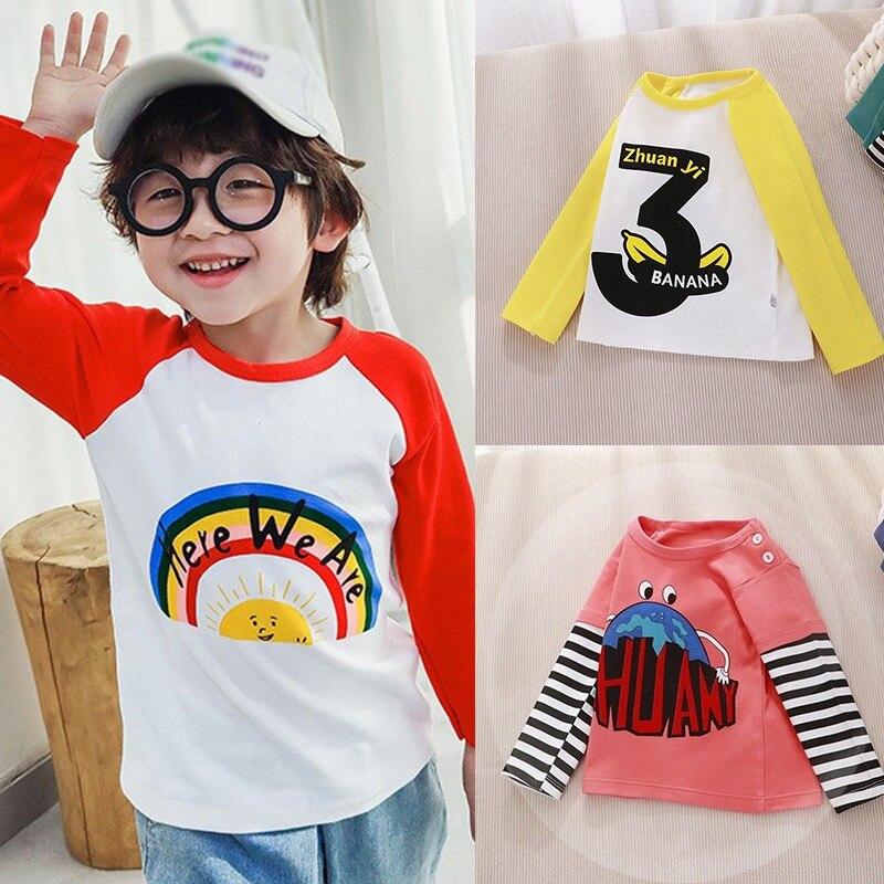 Футболка с длинными рукавами Детская нижняя рубашка Полосатые рукава