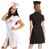 Women Female Sexy Nurse Costume Deep V Sexy Doctor Cosplay Adult Nurse Uniform Role Play Party Dress with Belt and Hat