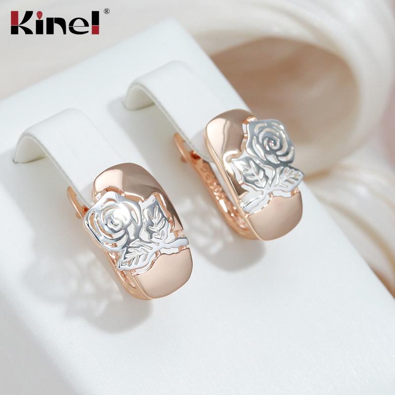 Серьги Kinel из розового золота с серебряным цветком