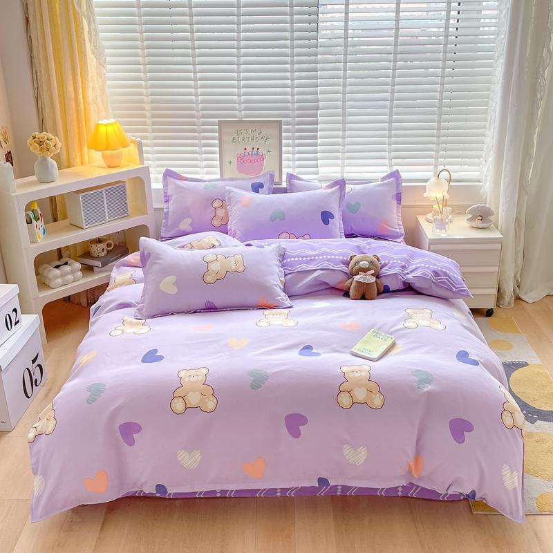 Cute Panda Duvet Cover Twin Queen Size for Kids Girls Boys Room Decor,Gray Grid Bedding Set 3pcs,Cartoon Animals Comforter Cover