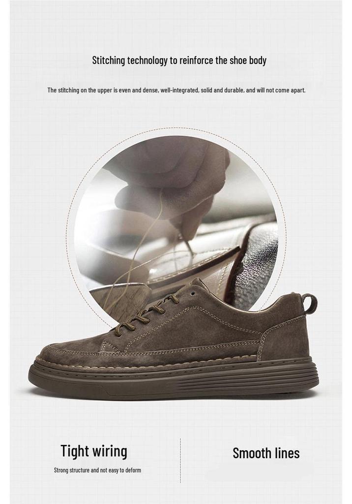 Plus Size Men's Skate Shoes, Size 47, Pigskin Top Layer, British Style, Thick Sole, Youth Casual Fashion Sneakers