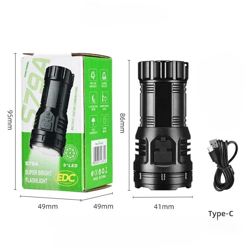 Портативные 9-светодиодные фонарики USB Перезаряжаемый фонарь с клипсой для ручки COB Фонарик для улицы Рыбалка Магнитный рабочий свет