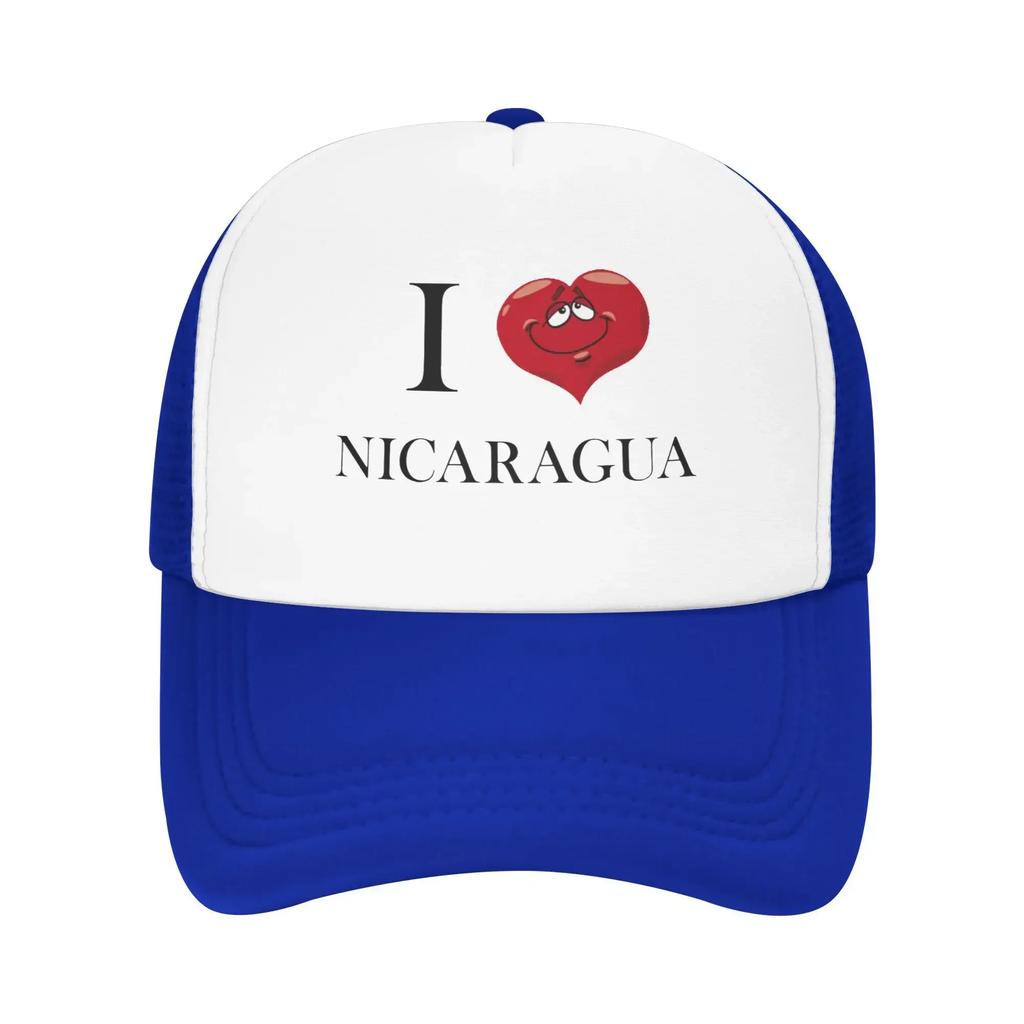 I love Nicaragua Funny Expression Custom Mesh Baseball Caps Women Adult Female Beach Bucket Hat Trucker Cap