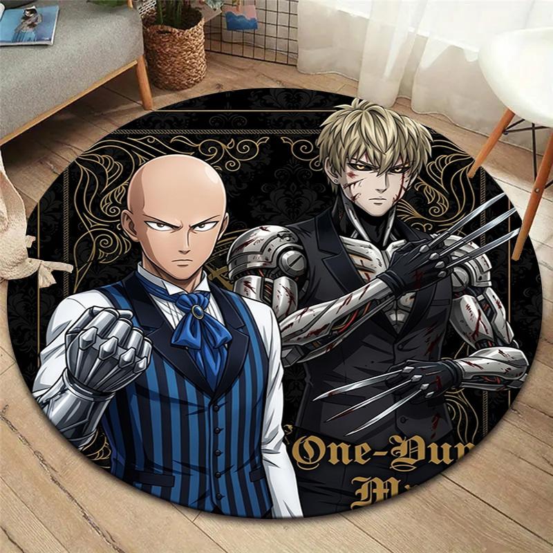 Onepunch Man Round Area Rug Carpet Rug For Living Room Bedroom Sofa Playroom Decor Nonslip Floor Mat