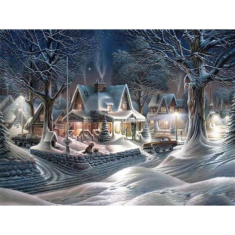 DIY 5D Diamond Painting House Diamond Embroidery Winter Snow Scenery Full Round Drill Mosaic Resin Cross Stitch Kits