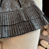 Женская короткая шерстяная плиссированная юбка А-силуэта в горошек с завышенной талией для осени/зимы