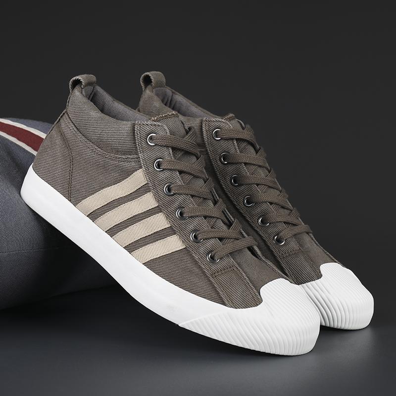 Классические мужские вулканизированные туфли в стиле ретро красного цвета, удобные повседневные кроссовки на плоской подошве, мужские высокие вулканизированные туфли на шнуровке, мужские эспадрильи