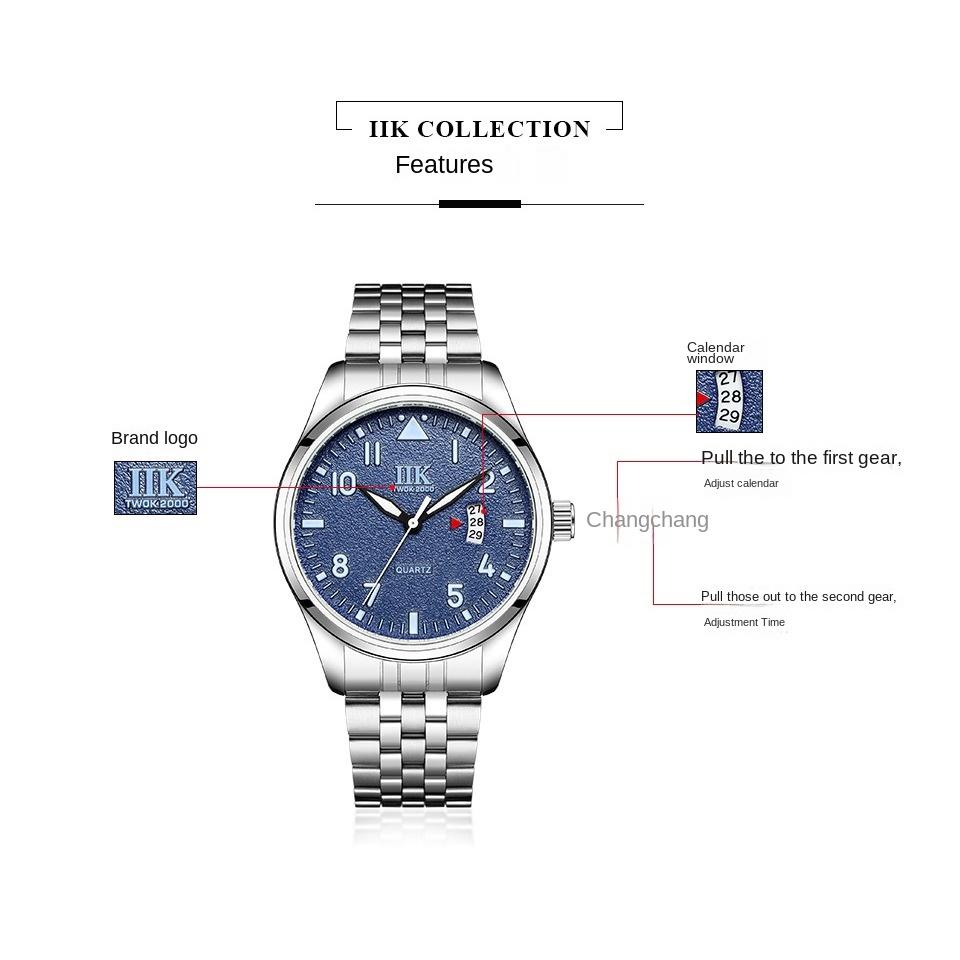 IIK Водонепроницаемые спортивные часы с календарем, мужские цифровые часы, деловые кварцевые мужские часы GB982