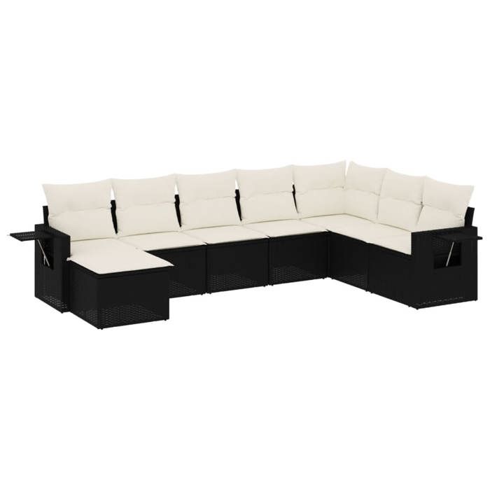 VidaXL Salon de Jardin avec Coussins 8 pcs, Canapés de Terrasse, Ensemble de Meubles de Patio, Mobilier d'Extérieur, Noir 3220555