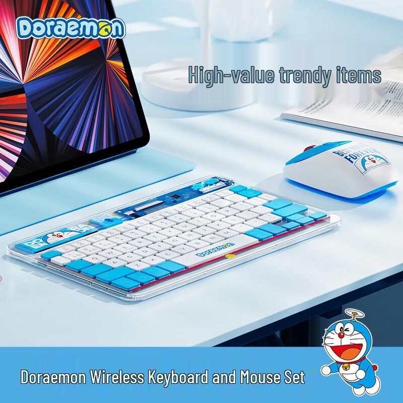 ROCK SPACEROCK Doraemon Wireless RGB Keyboard and Mouse Combo