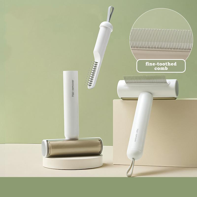 Professional 3 In 1 Pet Grooming Brush for Cats Deshedding Tool with Detangling Comb and Lint Roller Multi Function Hair Removal Tool for Pets