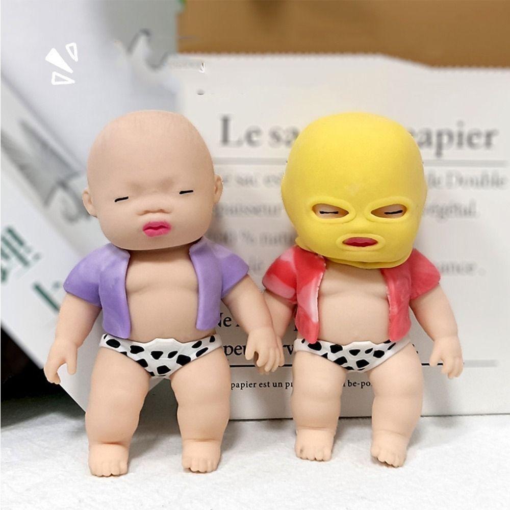 TPR Cartoon Fidget Toy Silicone Pinch Decompression Toy Masked Doll Squeeze Toy  Kids Tricky Doll