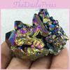 Vibrant Natural Quartz Crystal Rainbow Titanium Cluster Perfect For Reiki Healing