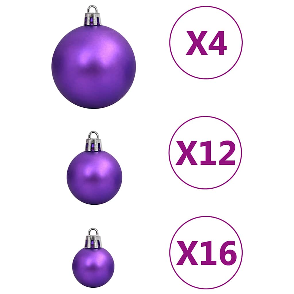 111 Piece Christmas Ornament Set Purple Polystyrene