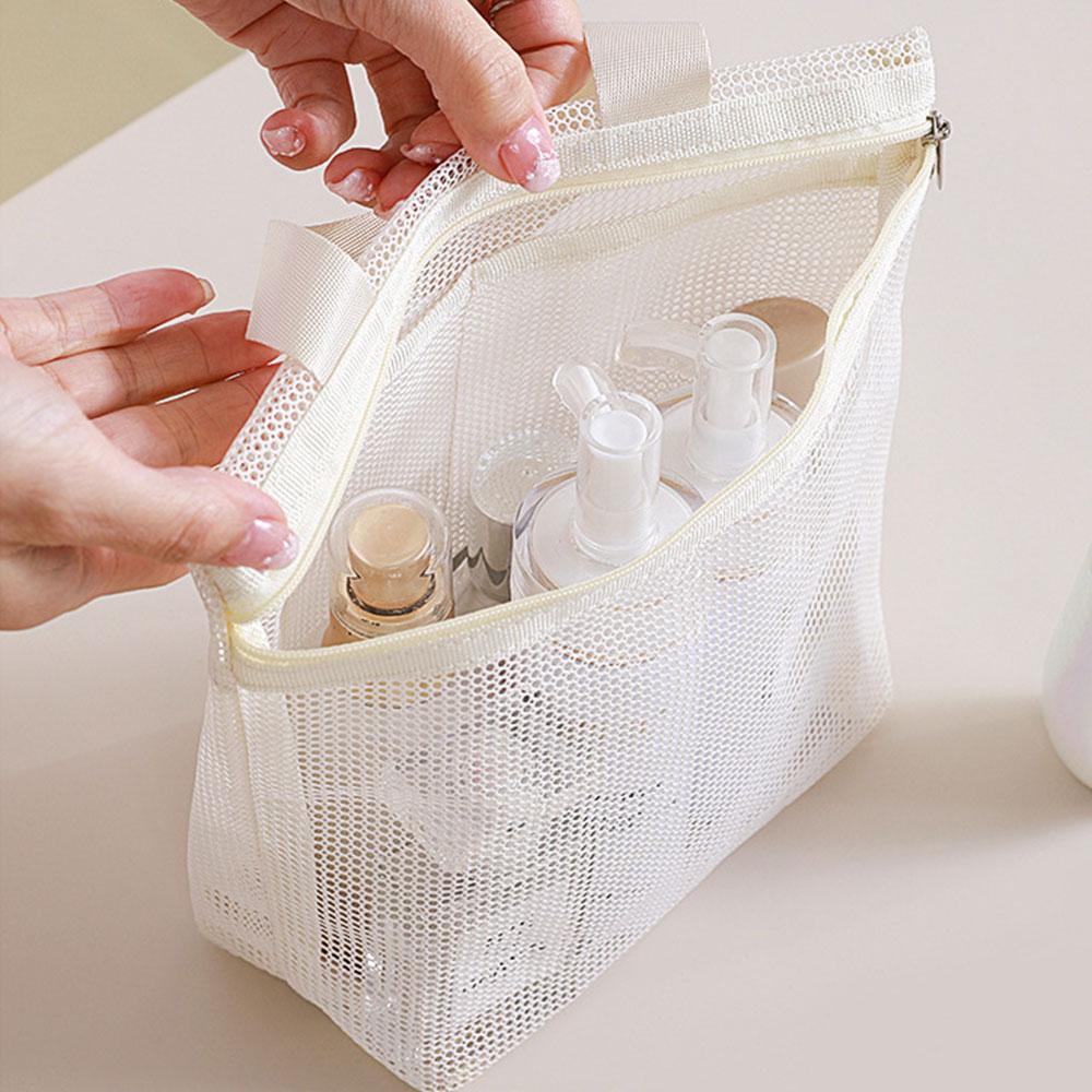 Mesh Makeup Toiletry Storage Bags Portable Travel Makeup Handbags Shower Tools Organizer Hanging Cosmetic Organizer Pouch