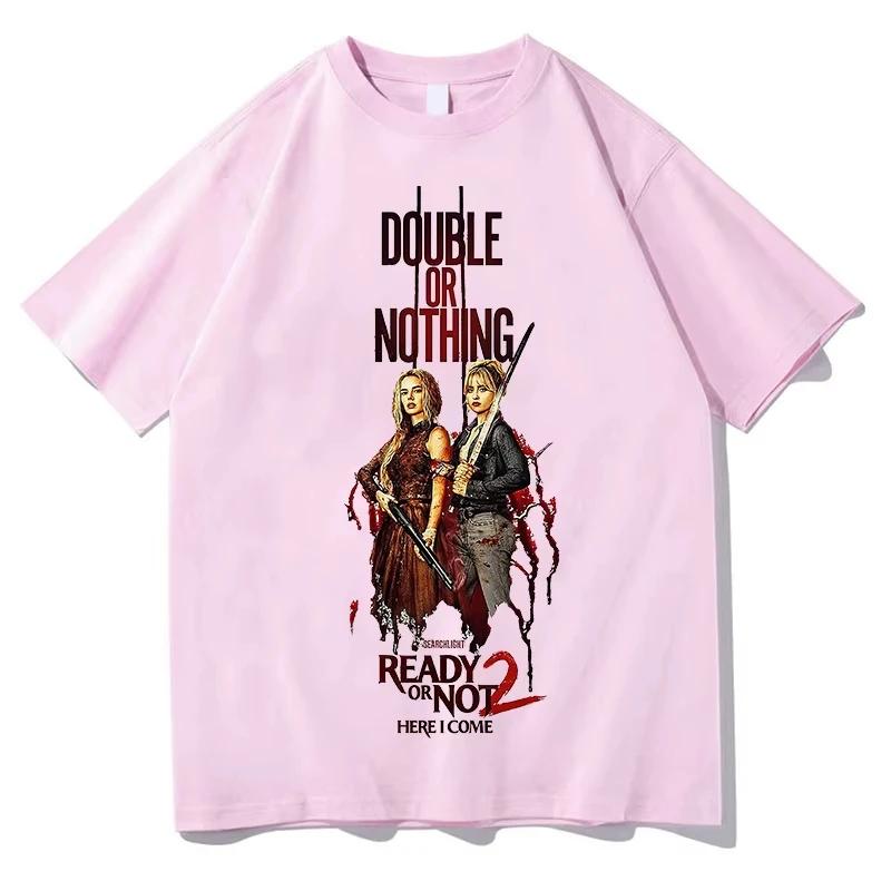 movie RON2 Ready or Not 2 graphic 100Cotton unisex shirt 2026 Summer New high quality fashion oversized Y2k Short sleeve Tshirt