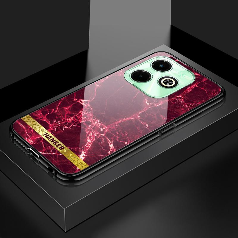 For Honor X9 X9a P20 P30 P40 P50 Pro P40 Lite Infinix Hot 12i 40i Smart 8 Pro Vivo V23e V25e Fashion Hard Glass Marble Pattern Shockproof Phone Case