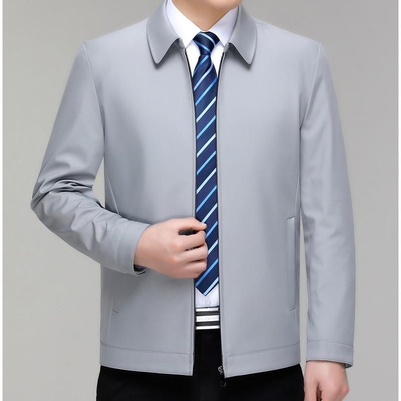 Мужская куртка из шелка с лацканами из шелка для руководства, весна и осень, новая повседневная куртка для среднего и пожилого возраста, универсальная одежда для папы