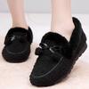 Women's Winter Faux Fur Loafers Warm Cozy Slipper with Polar Fleece Lining Non Slip House Shoes for Indoor Outdoor Flat Shoes With Bow-tie for Female