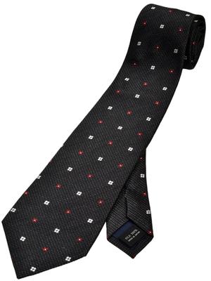 Галстук деловой шелковый, сделано в Японии, Nishijin Ori Floral Dots 100% (Древесный уголь)