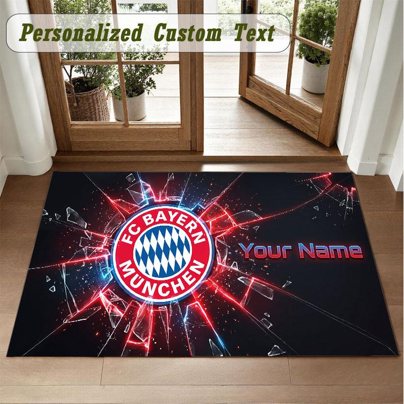 Crystal Velvet Square Rug Custom NameBayern Munich Pattern Non Slip Home Floor Decor Rug