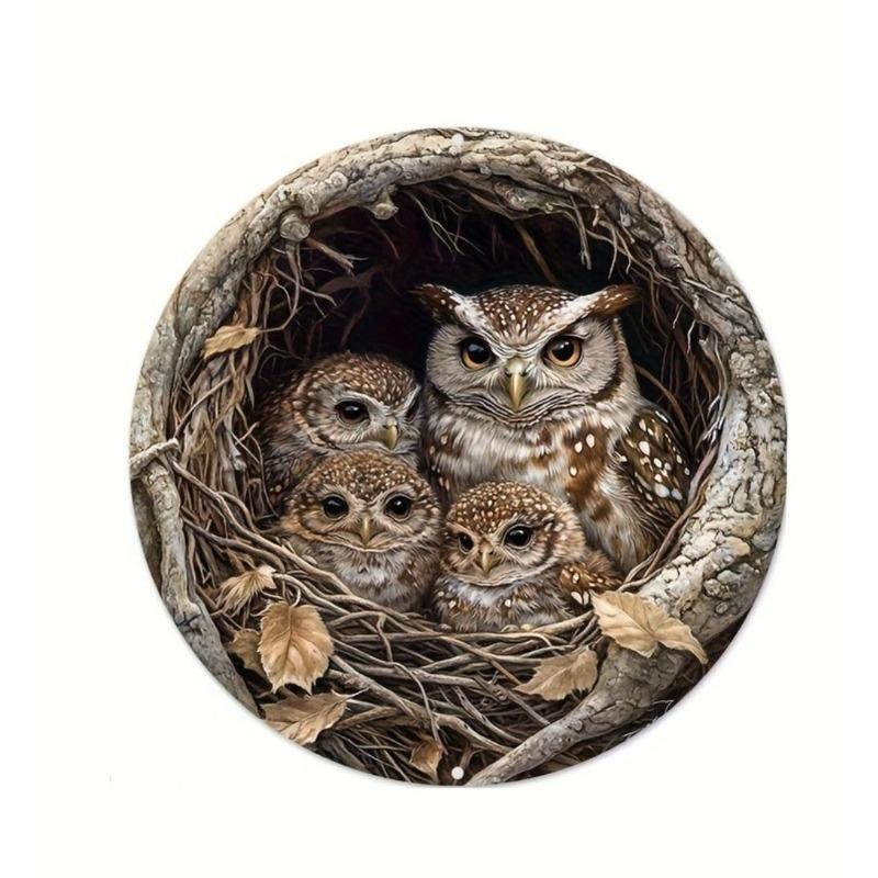 Witch Broom Halloween Sign, Round Aluminum Wall Plaque 20x20cm