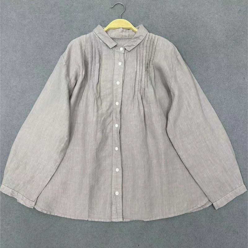 Johnature Осенняя женская японская рубашка с лацканами, повседневная простая свободная рубашка, топ, кардиган, винтажные топы