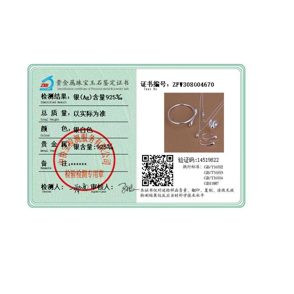 Изящный комплект из стерлингового серебра 925 пробы для женщин, женское Свадебное ожерелье с каплями воды, серьги, браслеты, кольцо, модные комплекты ювелирных изделий