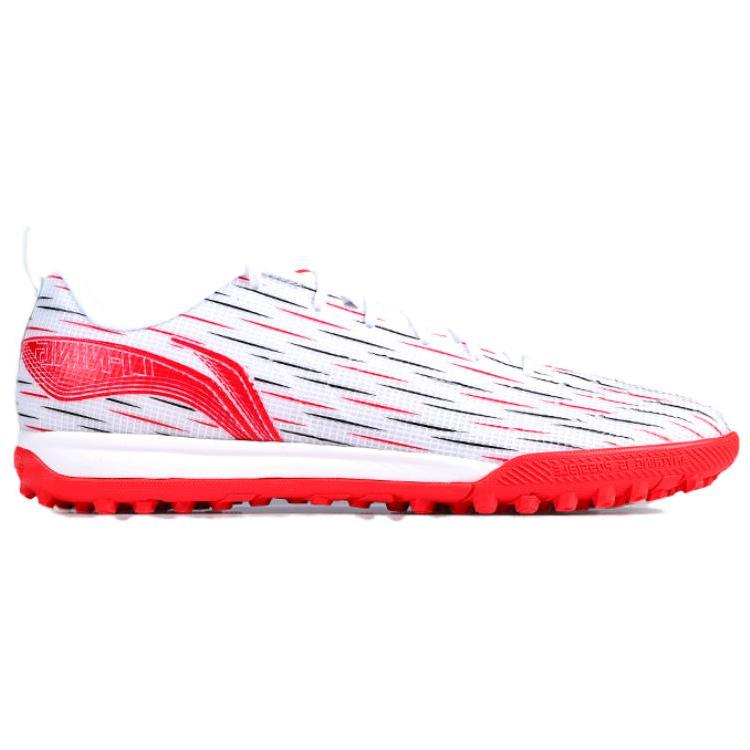 Li-Ning Удобный модный TF (Резиновые шипы) Футбольные бутсы с искусственным покрытием PU, нескользящие, износостойкие, мужские, белые, красные ASFU061-4