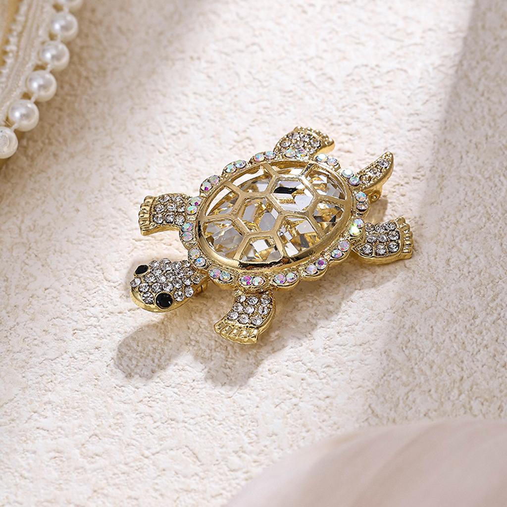 Trendy Turtle Animal Brooch Fashion Vintage Alloy Electroplating Diamond Turtle Clothing Brooch