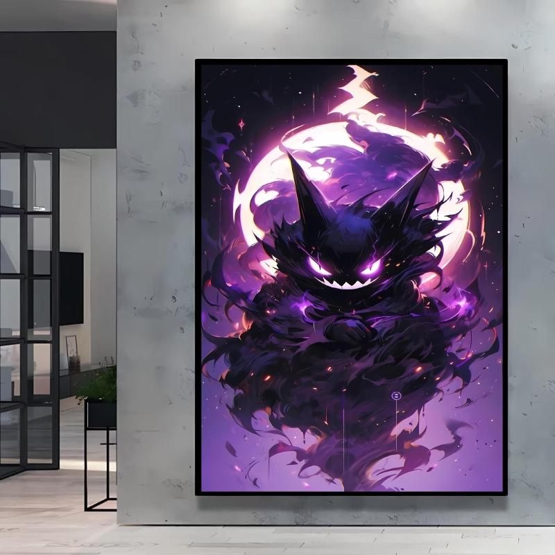 Canvas Artwork Painting Pokemon Gengar Poster Hd Prints Cartoon Character Picture Classic Modern Home Living Room Wall Decor