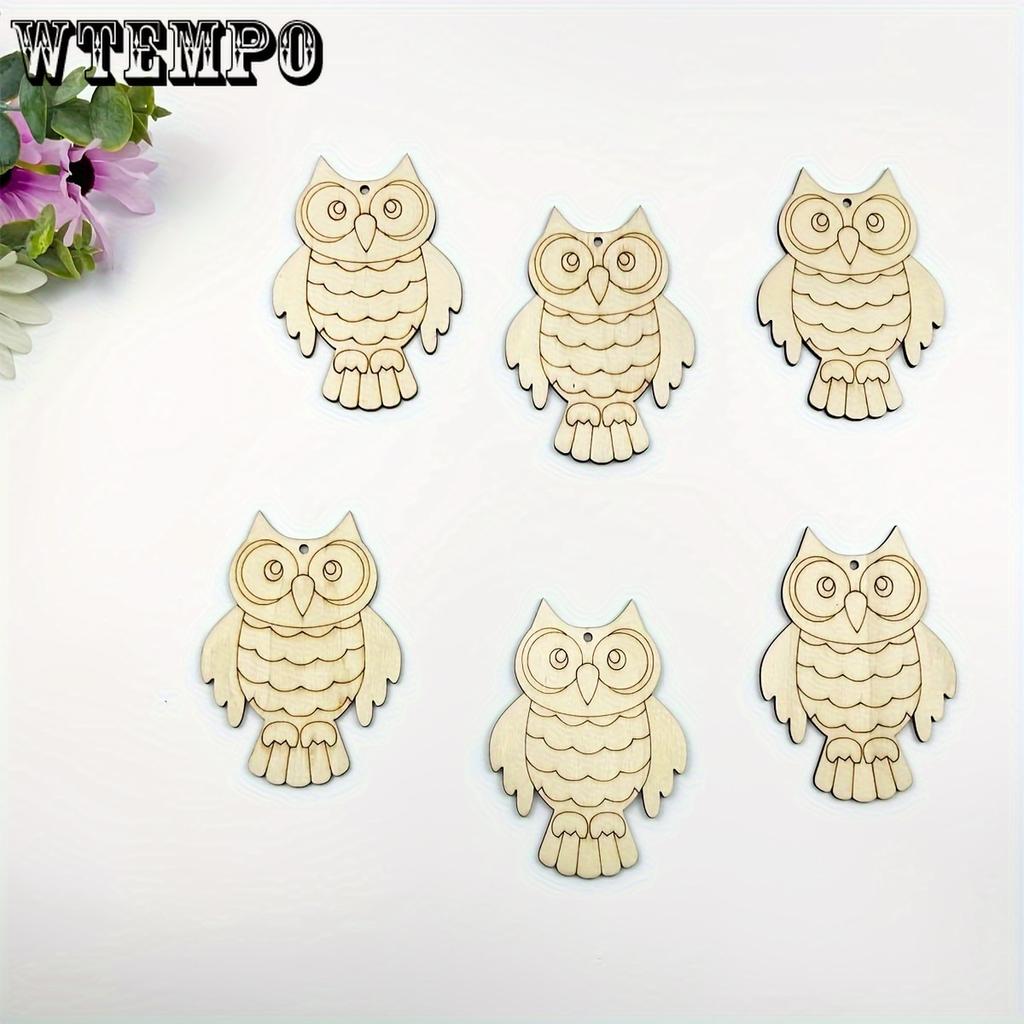 30 шт. деревянных фигурок сов для поделок своими руками - пустые фигурные украшения с подвесной веревкой, идеально подходят для свадебных, праздничных и рождественских украшений