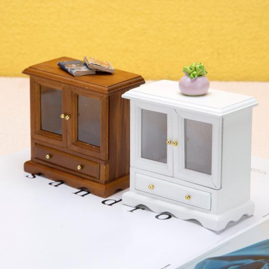 Tiny Storage Cabinet DIY Photo Props 3D Durable 1:12 Dollhouse Scene Decoration Bookcase Micro Landscape Furniture