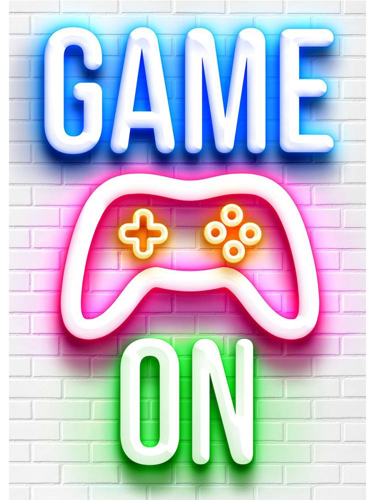 Игровые неоновые белые постеры, холст, картина, видеоигра, настенная художественная картина для игровой комнаты, геймера, мальчика, спальни, домашний декор, без светодиода