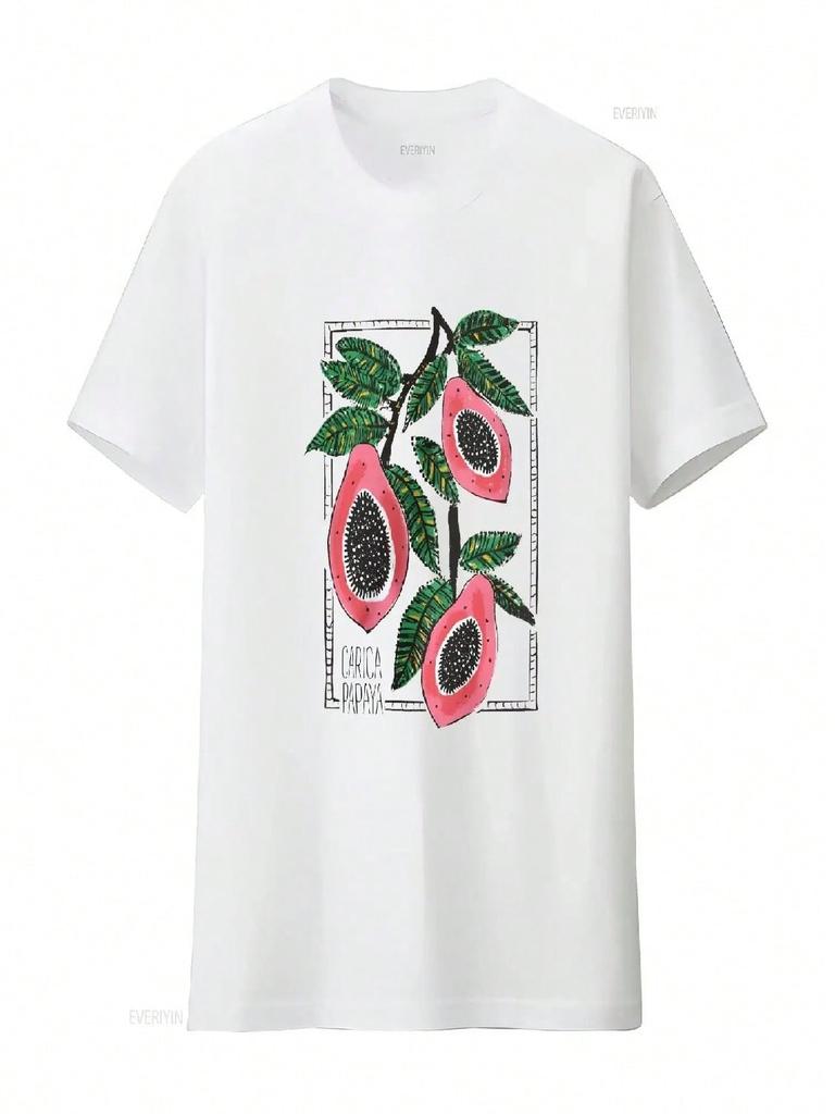 Papaya Boho T Shirt FruiT Bohemian Lovers For Her Vintage Style Vintage Washed Fashion Stylish Soft Graphic Streetwear Homme