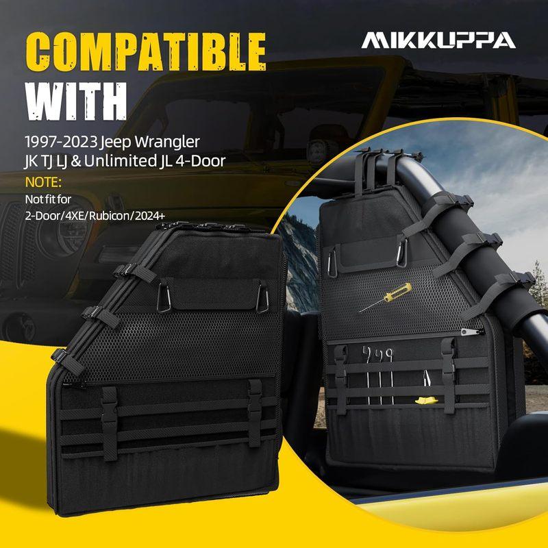 MIKKUPPA Roll Bar Storage Bag -Compatible with 1997-2023 Jeep Wrangler JK TJ LJ & Unlimited JL 4-Door-Saddle Bag Cargo Organizer