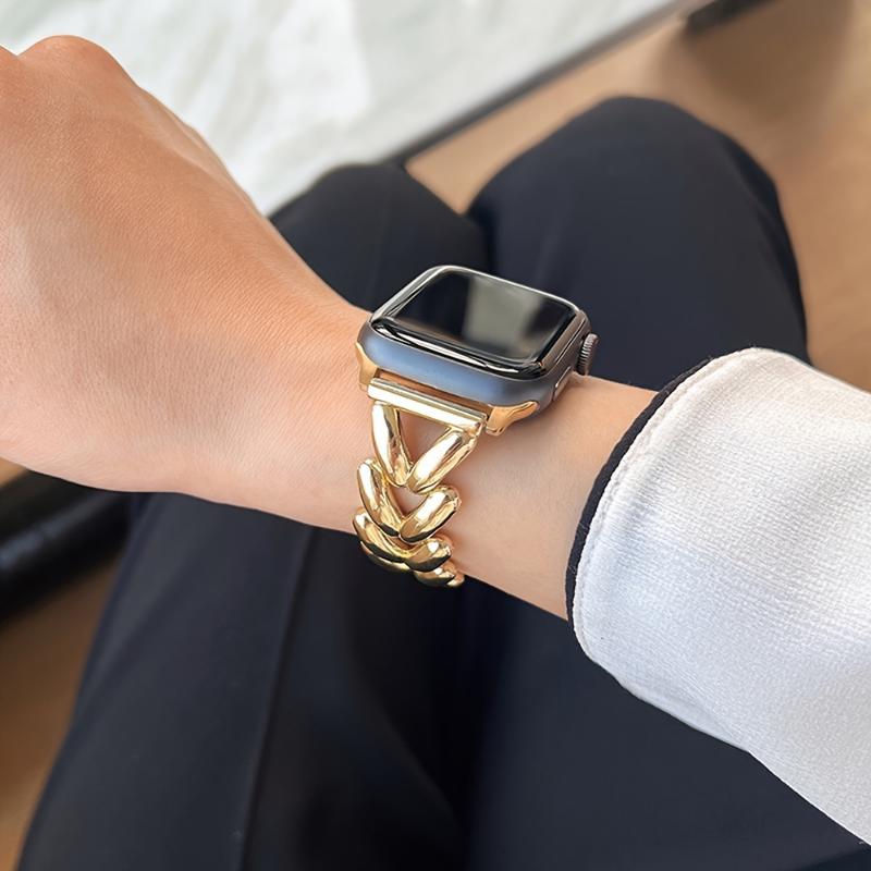 Роскошный однотонный браслет из нержавеющей стали для Apple Watch Ultra 49, 42, 40 мм, 44, 41 мм, 45 мм, ремешок для IWatch 8, 7, 6 SE, 5, 4, 3, 2, женский ремешок