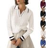 Women's Lapel Casual Soft Sweater Cable Knit Pullover