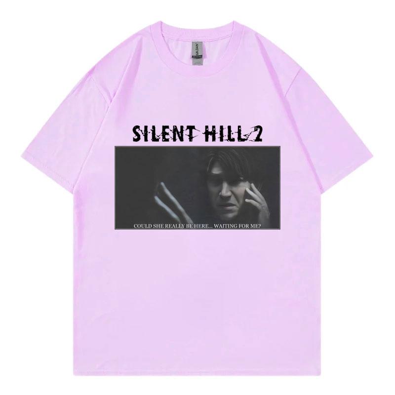 Хоррор Игра Silent Hill 2 Принт Футболка Мужская Женская Мода Винтажная Футболка с Коротким Рукавом Летняя 100% Хлопок Оверсайз Футболки