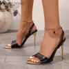 Мода Острый Носок Женские Босоножки на Каблуке Цепь Высокие Каблуки Обувь Мелкие 2025 Тренд Летние Сексуальные Платье Слингбэки Туфли Лодочки Сандалии Женские