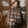 Warm Winter Plaid Scarf Rose Pink Pashmina New Long Tassel Scarves  Women