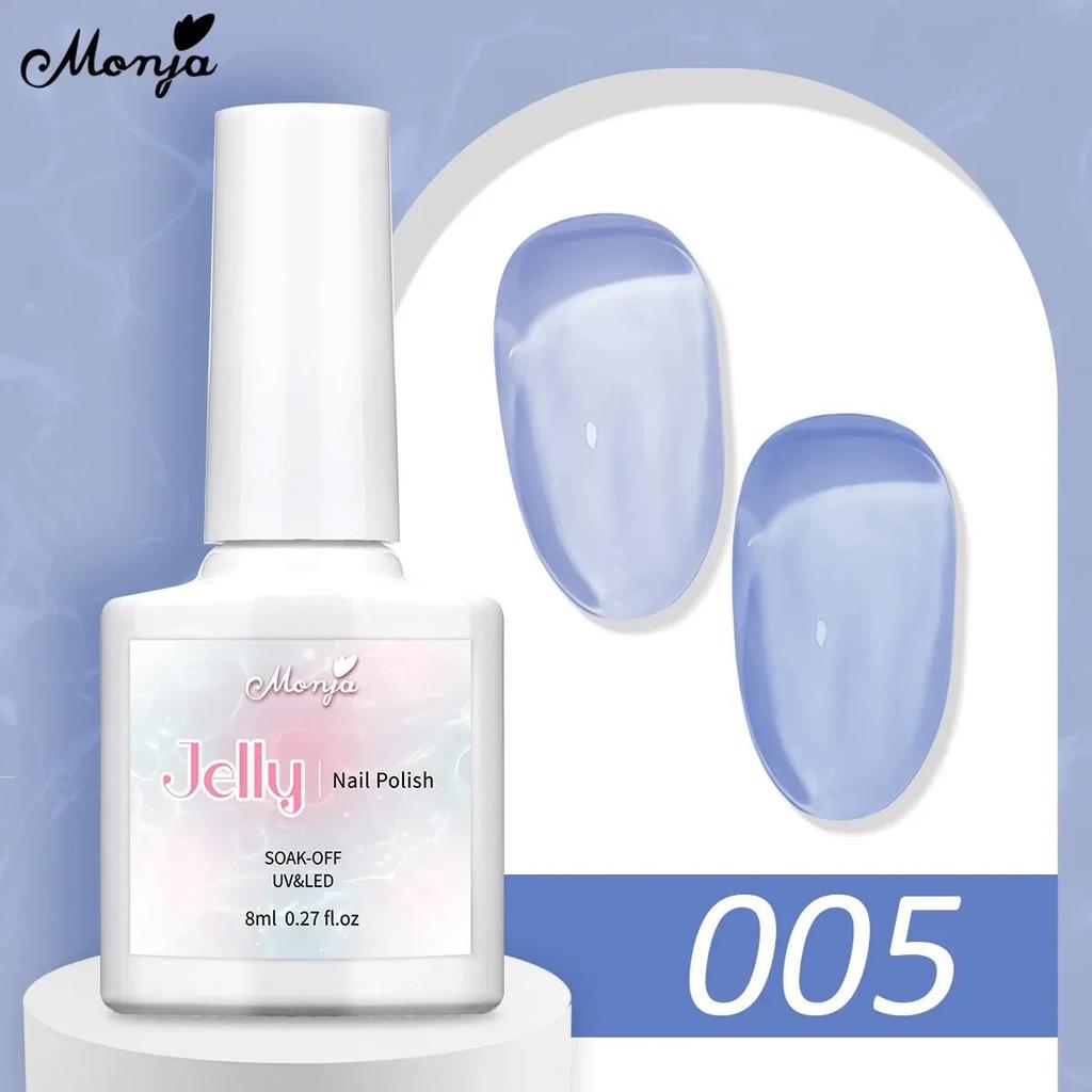 monja 8 мл желейный УФ-гель для ногтей, полупрозрачный ледяной телесный розовый дизайн маникюра, отмачиваемый лак, гибридный лак цвета